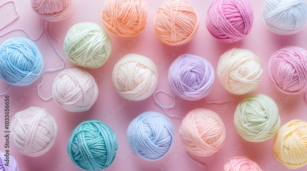 A colorful collection of pastel yarn balls, inspiring creative knitting and crafting activities - A colorful collection of pastel yarn balls, inspiring creative knitting and crafting activities -
