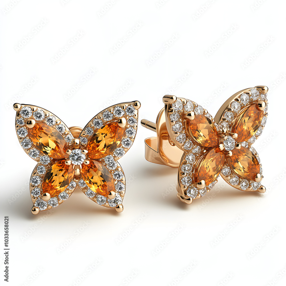 A Pair of Rose Gold Stud Earrings Featuring Orange Sapphires in an Elegant and Minimalist Design.
A Pair of Rose Gold Stud Earrings Featuring Orange Sapphires in an Elegant and Minimalist Design.