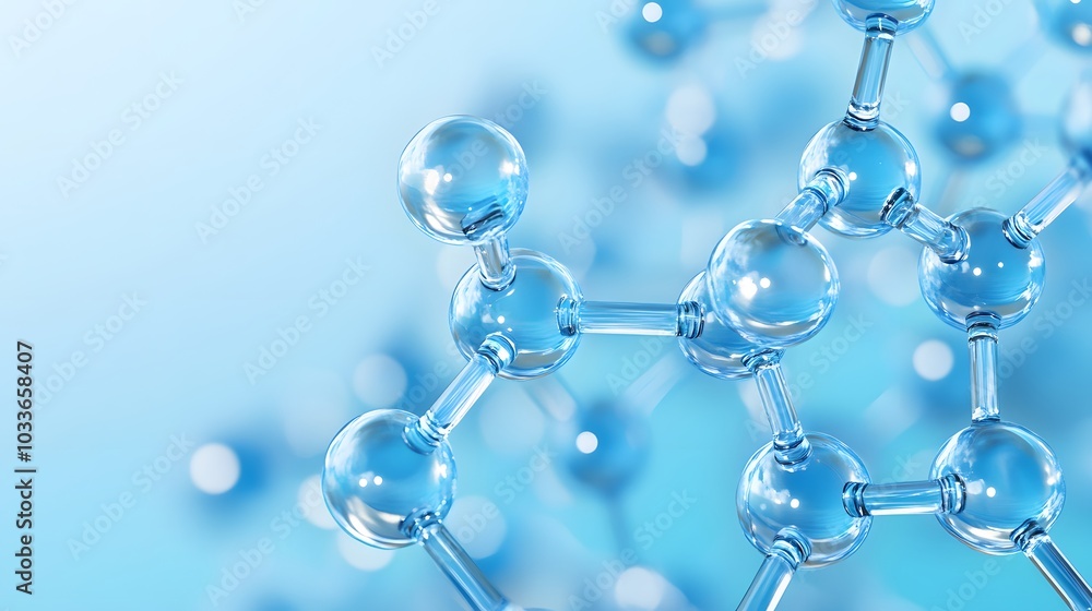 Close-up of a Crystalline Molecular Structure Against a Blue Background Close-up of a Crystalline Molecular Structure Against a Blue Background