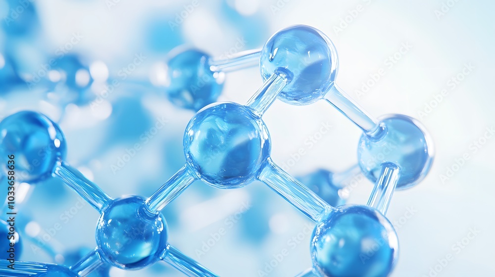 Abstract Representation of a Molecular Structure with Blue Spheres and Bonds Abstract Representation of a Molecular Structure with Blue Spheres and Bonds