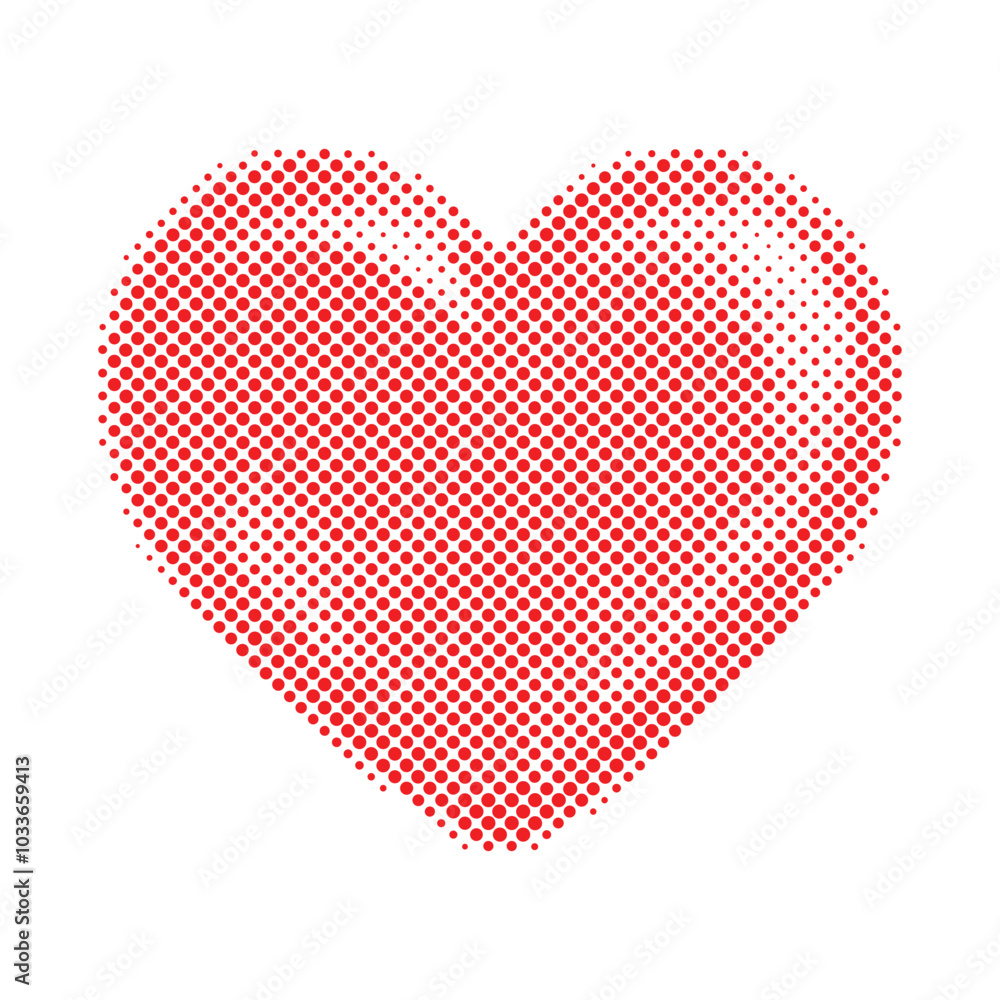 Red Heart, symbol of love made in newspaper dotted technic on white background, great for Valentine's Day. Vector illustration Red Heart, symbol of love made in newspaper dotted technic on white background, great for Valentine's Day. Vector illustration
