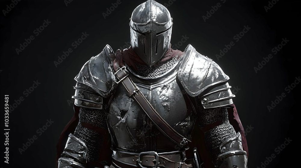 Fototapeta premium A medieval warrior dressed in iron armor, ready for battle. -