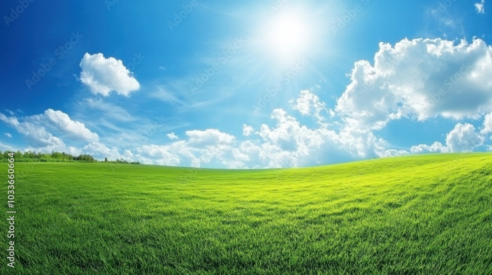 Beautiful green field with a wide, clear blue sky. Perfect for showcasing Earth's natural beauty with space for adding text or promotional content. Beautiful green field with a wide, clear blue sky. Perfect for showcasing Earth's natural beauty with space for adding text or promotional content.