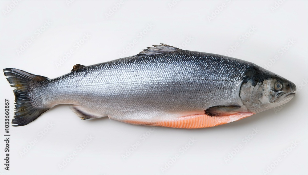 Salmon on White top view Salmon on White top view