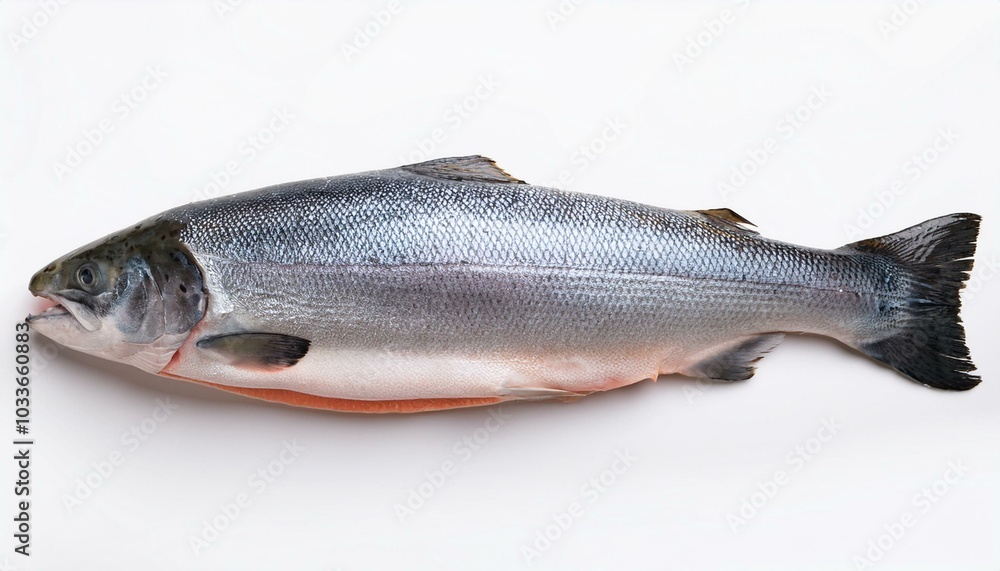 Obraz premium Salmon on White top view 