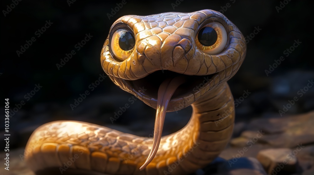 Whimsical S Shaped Snake with Friendly Eyes and Flicking Tongue Whimsical S Shaped Snake with Friendly Eyes and Flicking Tongue