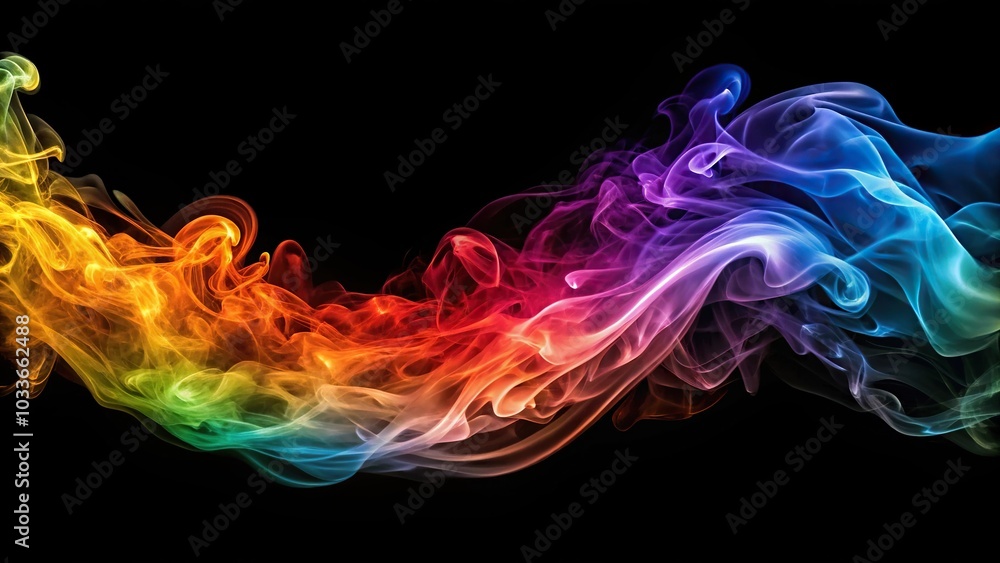 Abstract colorful wavy smoke flame over black background Abstract colorful wavy smoke flame over black background