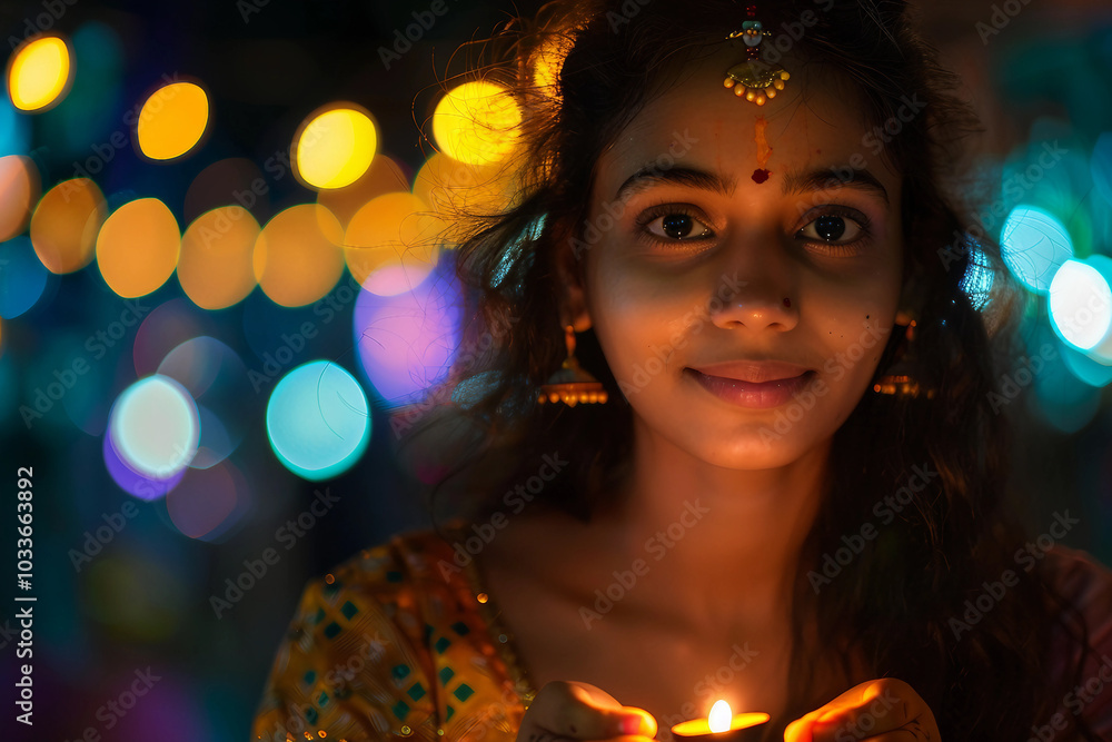 Generative AI image of Diwali festival celebration with traditional diya candle perfect for holiday cultural themes Generative AI image of Diwali festival celebration with traditional diya candle perfect for holiday cultural themes