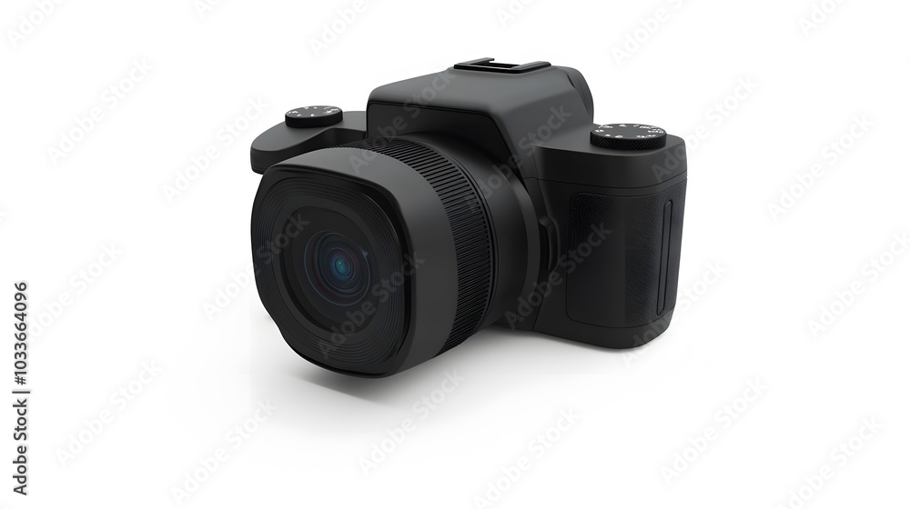 New 4K action camera in black color. Isolated white background. New 4K action camera in black color. Isolated white background.