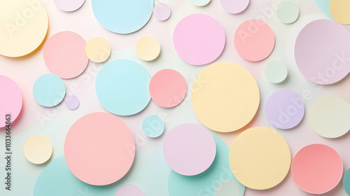 Aesthetic pastel background with colorful paper circles and dots, ideal for a web banner template -