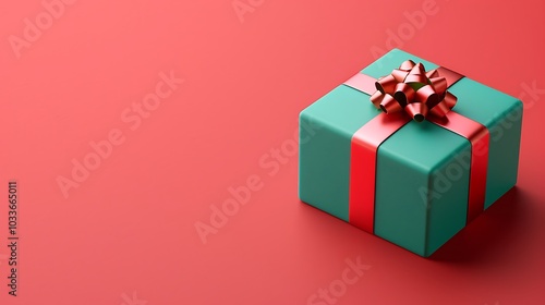 3D Icon of a Christmas Gift Box with Ribbon