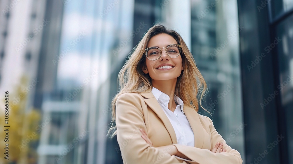 Confident Businesswoman Smiling Outdoors Confident Businesswoman Smiling Outdoors