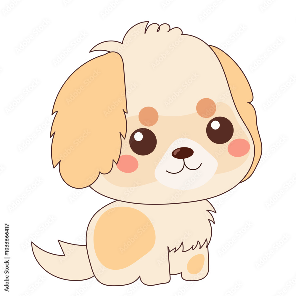 Beige Kawaii Dog Puppy Character Icon. Funny Cute Domestic Dog Animal Cartoon Doodle Element. Small Fluffy Home Mascot. Positive Childish Decoration Symbol. Beige Kawaii Dog Puppy Character Icon. Funny Cute Domestic Dog Animal Cartoon Doodle Element. Small Fluffy Home Mascot. Positive Childish Decoration Symbol.
