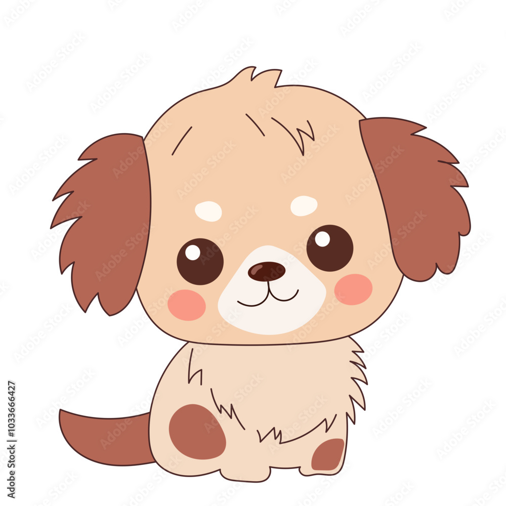 Beige Kawaii Dog Puppy Character Icon. Funny Cute Domestic Dog Animal Cartoon Doodle Element. Small Fluffy Home Mascot. Positive Childish Decoration Symbol. Beige Kawaii Dog Puppy Character Icon. Funny Cute Domestic Dog Animal Cartoon Doodle Element. Small Fluffy Home Mascot. Positive Childish Decoration Symbol.