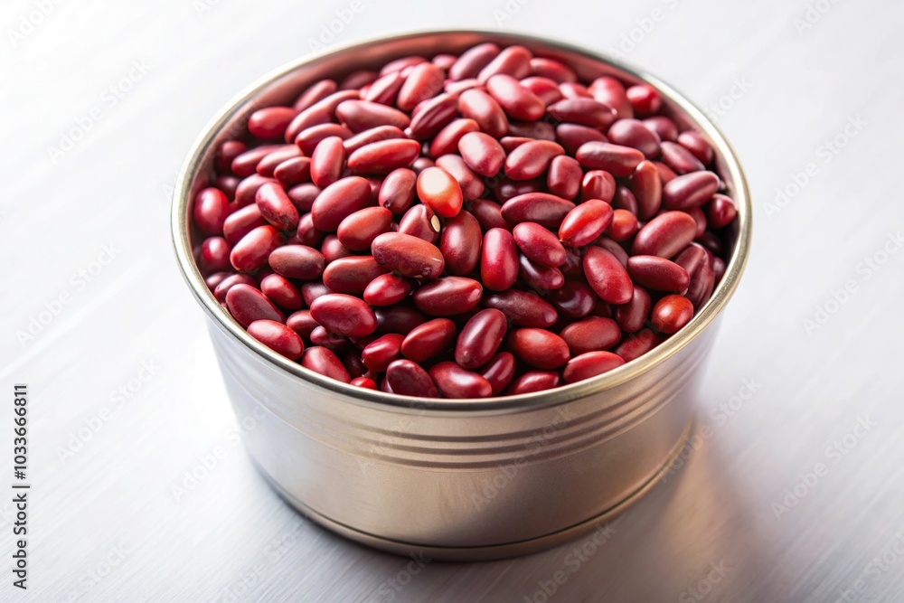 Close-up of vibrant red kidney beans in a container, food texture background
