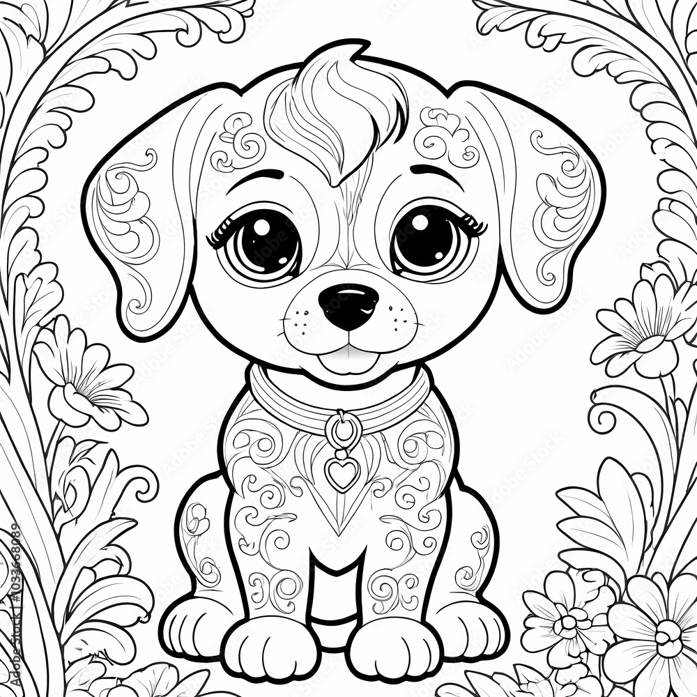 cute little puppy Coloring Book Page cute little puppy Coloring Book Page