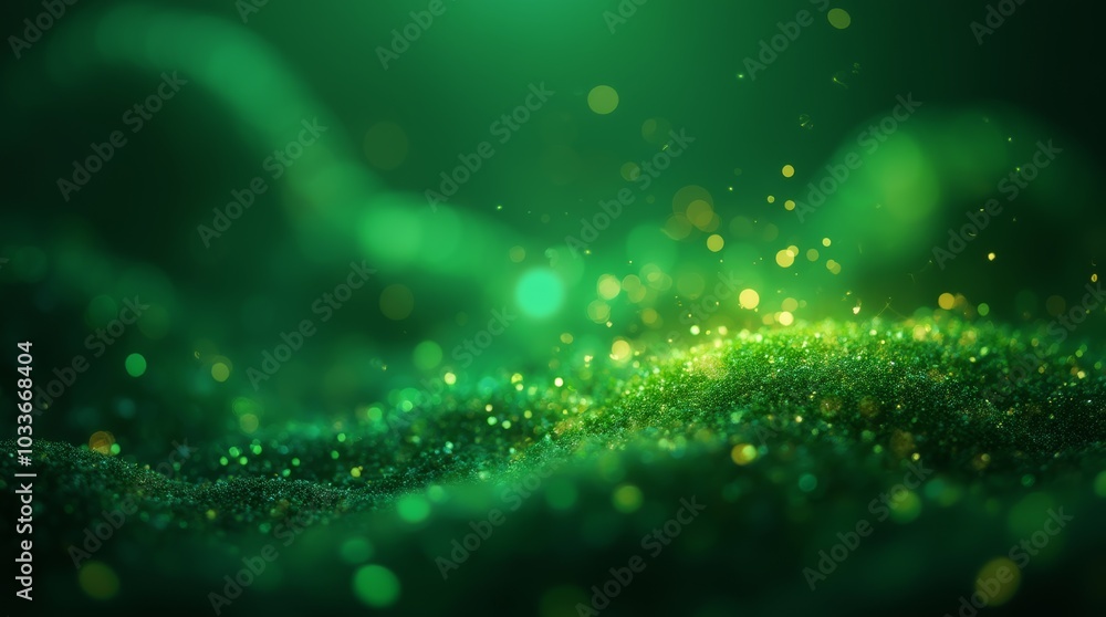 Abstract green glitter background with bokeh lights. Abstract green glitter background with bokeh lights.