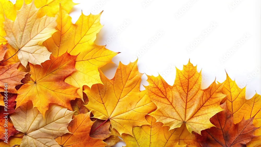 autumn leaves yellow and orange gradient isolated in white background Close-Up autumn leaves yellow and orange gradient isolated in white background Close-Up