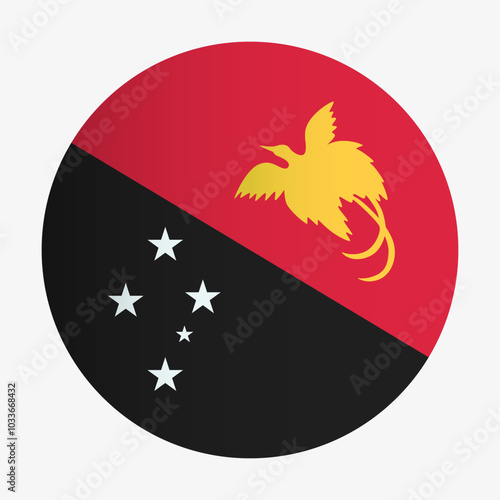 Flag of Papua New Guinea, country island identity circle badge 