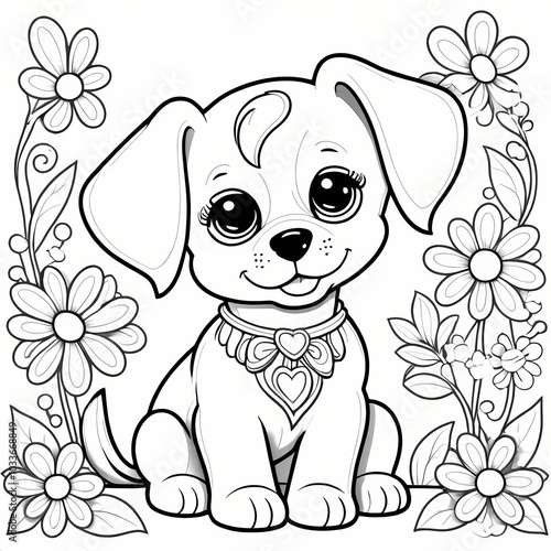 cute little puppy Coloring Book Page