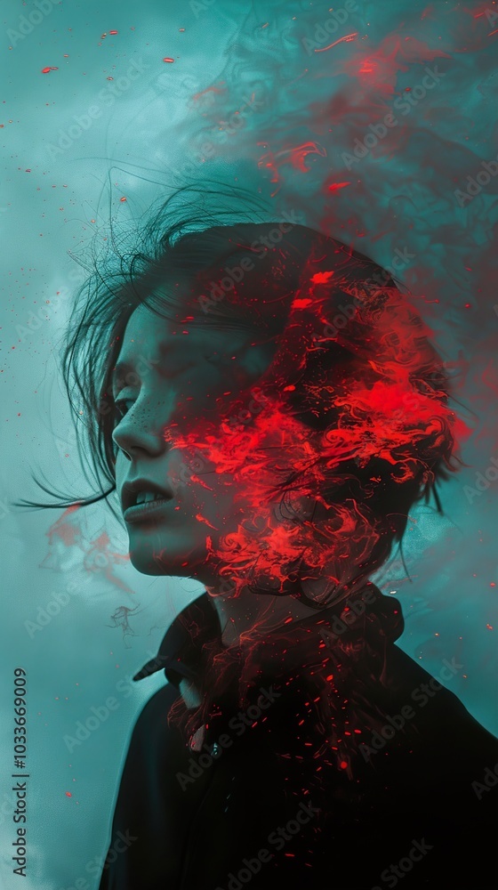 Abstract Portrait of a Woman with Red Fire Abstract Portrait of a Woman with Red Fire