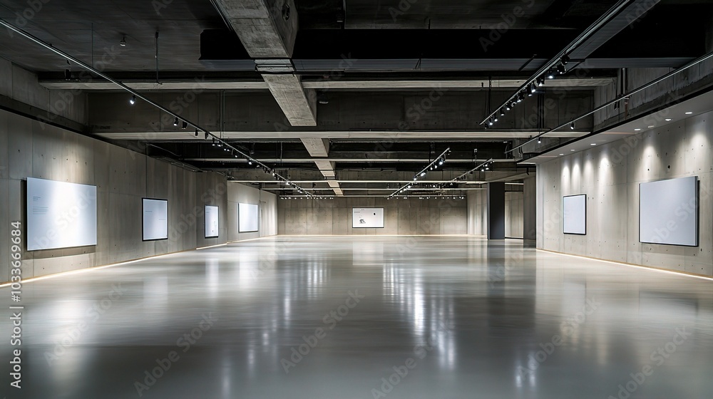 Naklejka premium Modern Art Gallery Interior in Minimalist Style