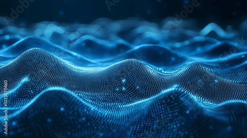 Blue tech background with digital waves and neural connections in a futuristic theme -