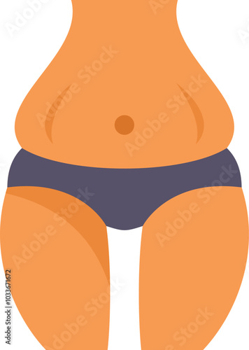 Woman body showing excess weight gaining fat with belly fat and cellulite on her legs, a medical healthcare concept