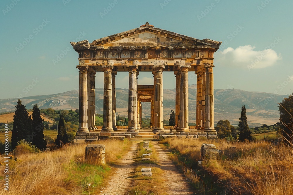 The Temple of Artemis, an ancient wonder of the world, renowned for its magnificent architecture and cultural significance. This grand temple, dedicated to the goddess Artemis, features intricate colu The Temple of Artemis, an ancient wonder of the world, renowned for its magnificent architecture and cultural significance. This grand temple, dedicated to the goddess Artemis, features intricate colu