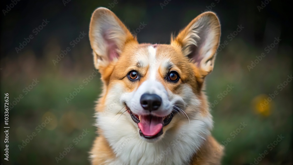 Portrait of a Smiling Dog Welsh Corgi Pembroke Portrait of a Smiling Dog Welsh Corgi Pembroke