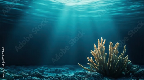 A coral reef under the effects of global warming, features coral dying due to warming ocean temperatures, an underwater scene.