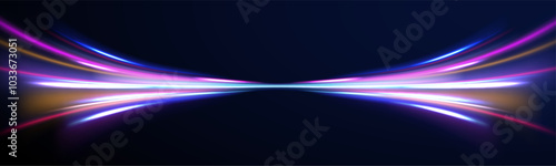 Colored shiny sparks of spiral wave. Curved bright speed line swirls. Shiny wavy path. Rotating dynamic neon circle. Magic golden swirl with highlights. Glowing swirl bokeh effect. vector