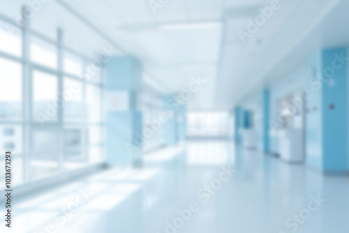 Blurred hospital corridor backdrop, natural light