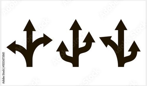 Trafic way icon isolated Road arrow Stencil vector stock illustration