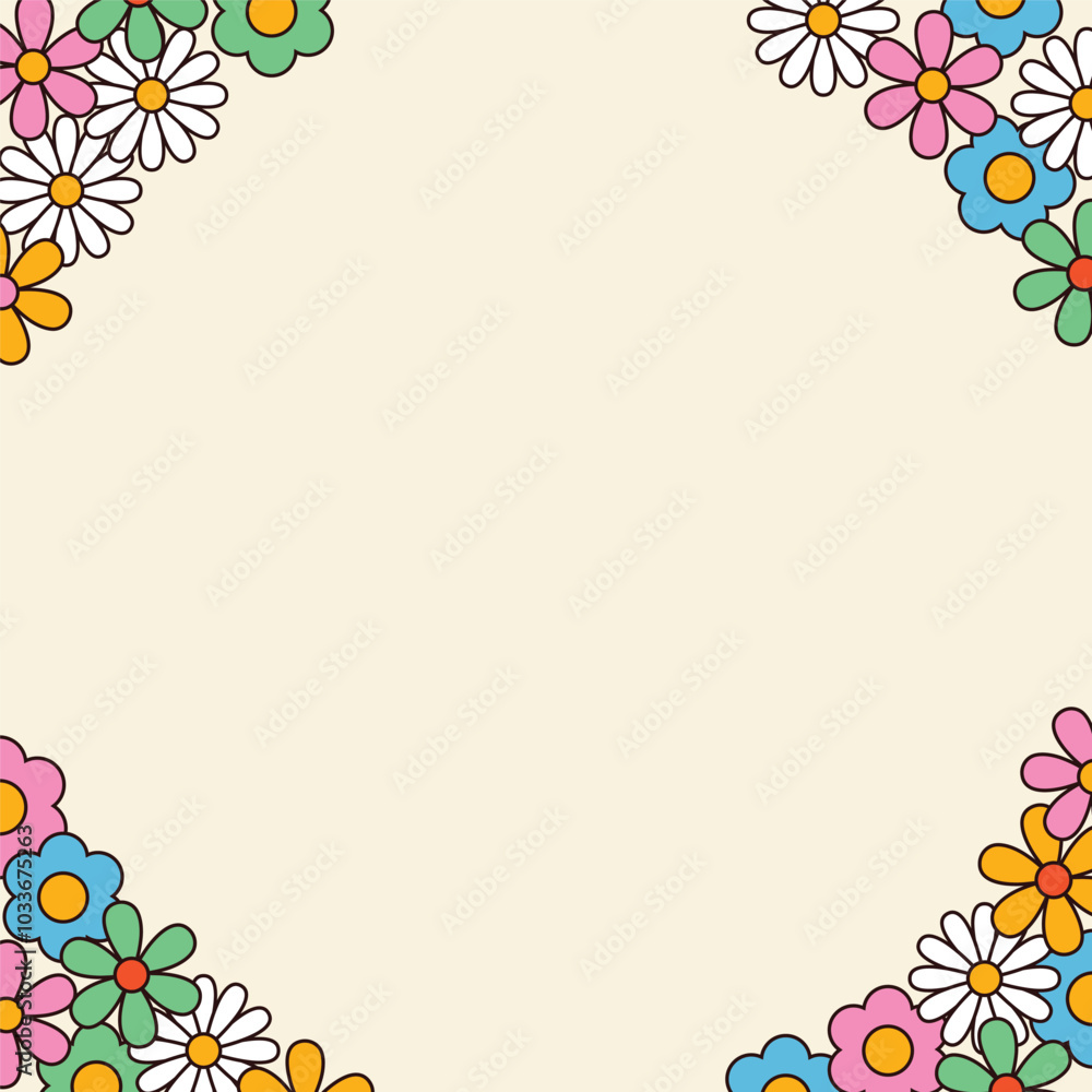 Obraz premium background with floral frame for text. Retro style