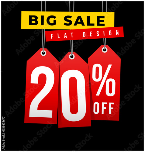 Special discount get 20% off, Flat design