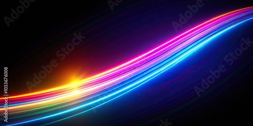 Colorful light streaks on dark background