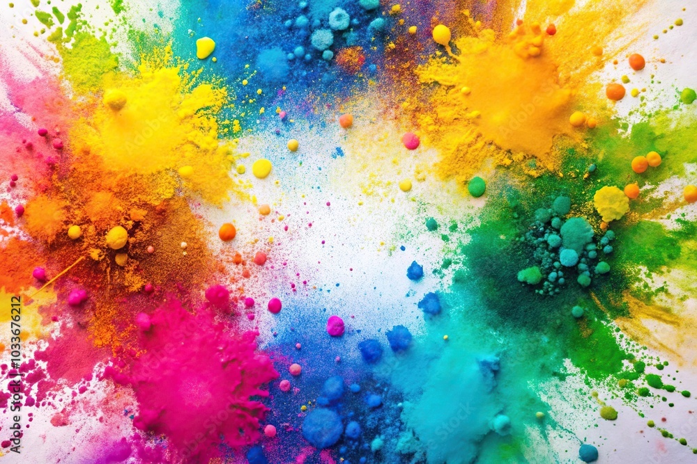 Colorful paint splattered on white background Colorful paint splattered on white background