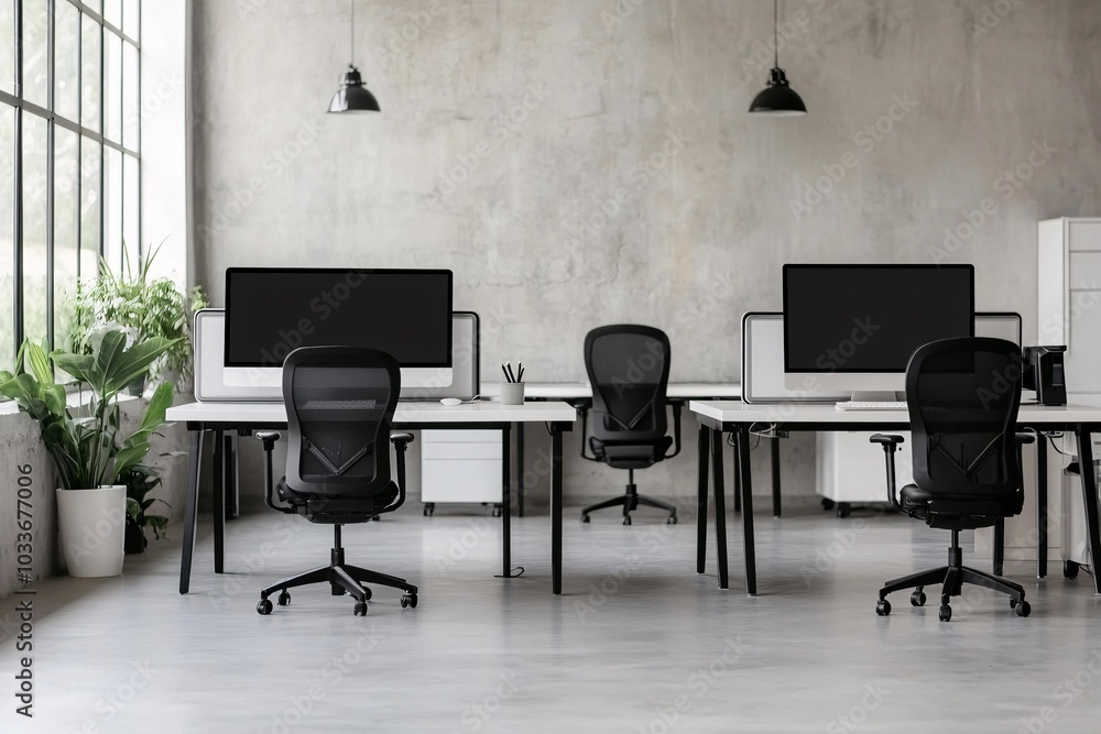 Modern Office Interior Design: Minimalist Workspace with Sleek Desks and Chairs Modern Office Interior Design: Minimalist Workspace with Sleek Desks and Chairs