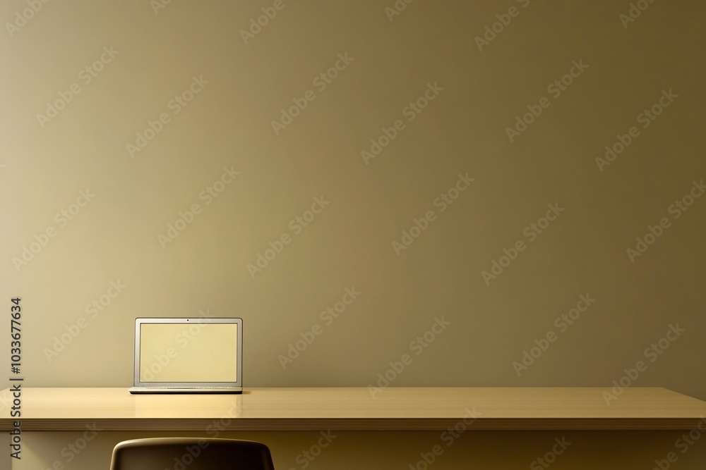 Minimalist Workspace: Laptop on a Desk with a Clean Background Minimalist Workspace: Laptop on a Desk with a Clean Background
