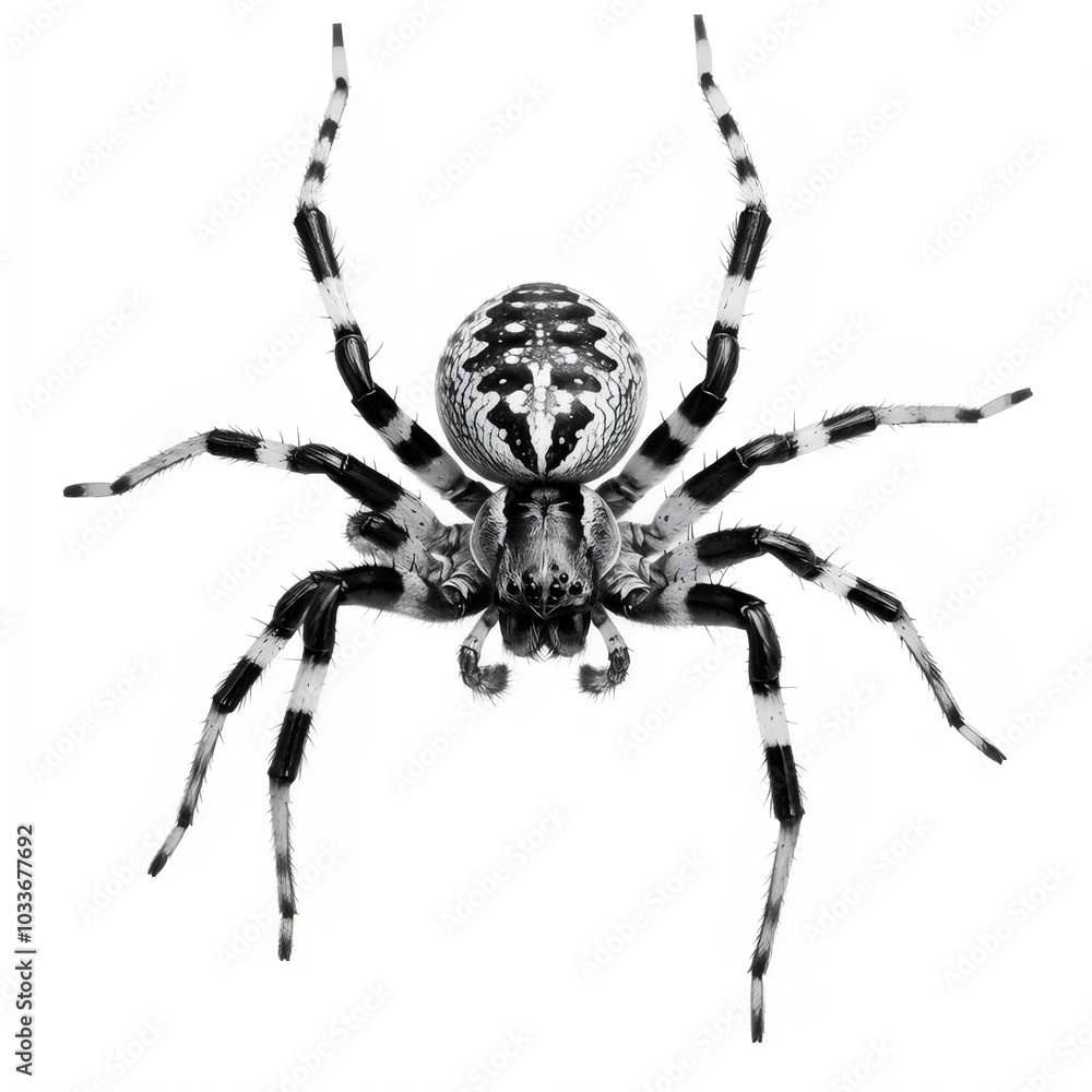 Fototapeta premium Spider close-up, isolated on a white background. 3D visualization.