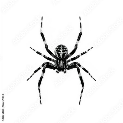 Drawing, sketch for a tattoo. Spider on a white background. 