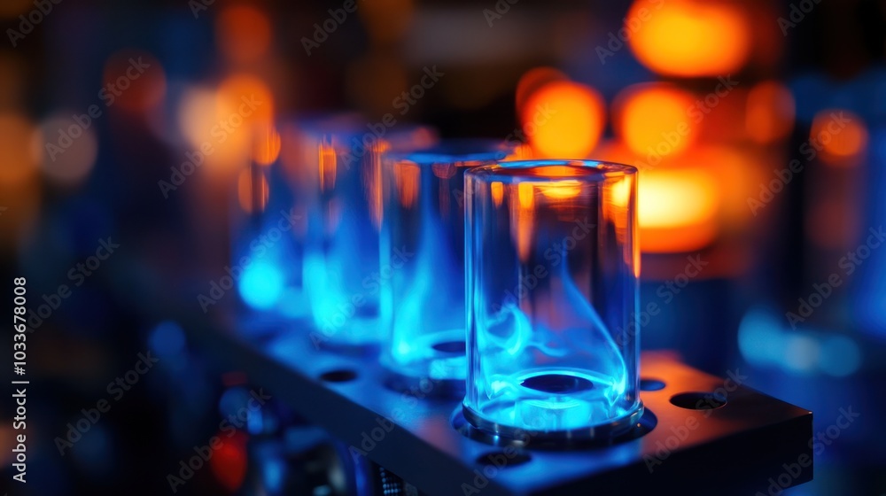 Blue Flames in Glass Tubes Blue Flames in Glass Tubes
