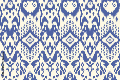 Ikat paisley embroidery on the fabric in Indonesia,India and asian countries.geometric ethnic oriental seamless pattern.Aztec style. illustration.design for texture,fabric,clothing,wrapping,carpet