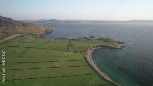 Spectacular 4K aerial footage of Connemara, Irish coast from above during evening,
 Connemara, Galway, Ireland, spectacular
