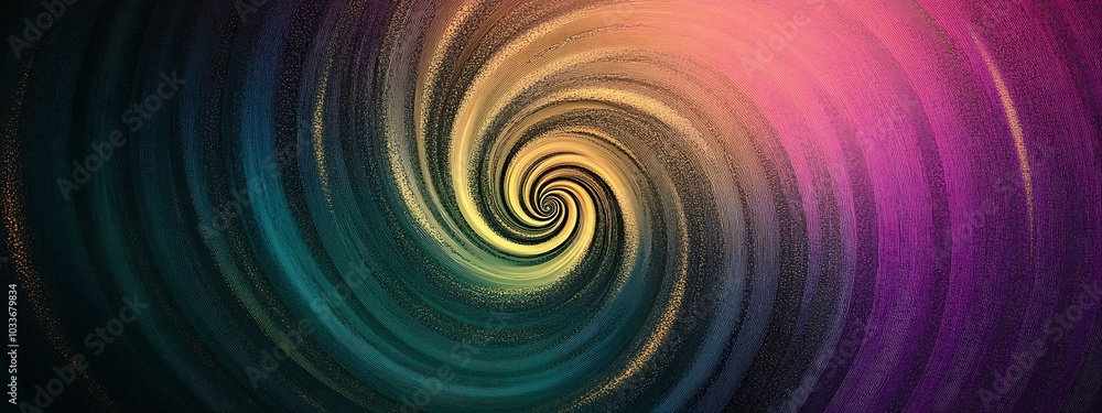 Fototapeta premium Abstract swirl background in teal, yellow, and pink colors.