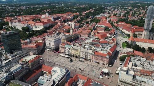 Lenuci Horseshoe. Green zone of Zagreb historic city center aerial view, famous landmarks of capital of Croatia photo