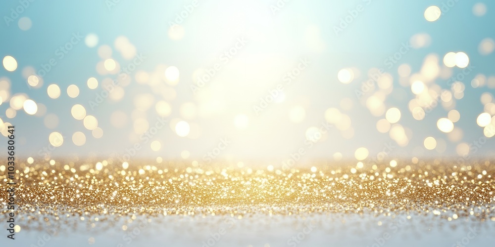 Sparkling gold glitter on a blue background Sparkling gold glitter on a blue background