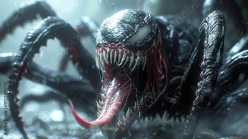 Symbiote Creature: A Terrifying Digital Illustration photo