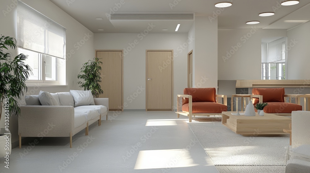 Fototapeta premium Accessible interior for special needs featuring wide doorways and adaptive furniture